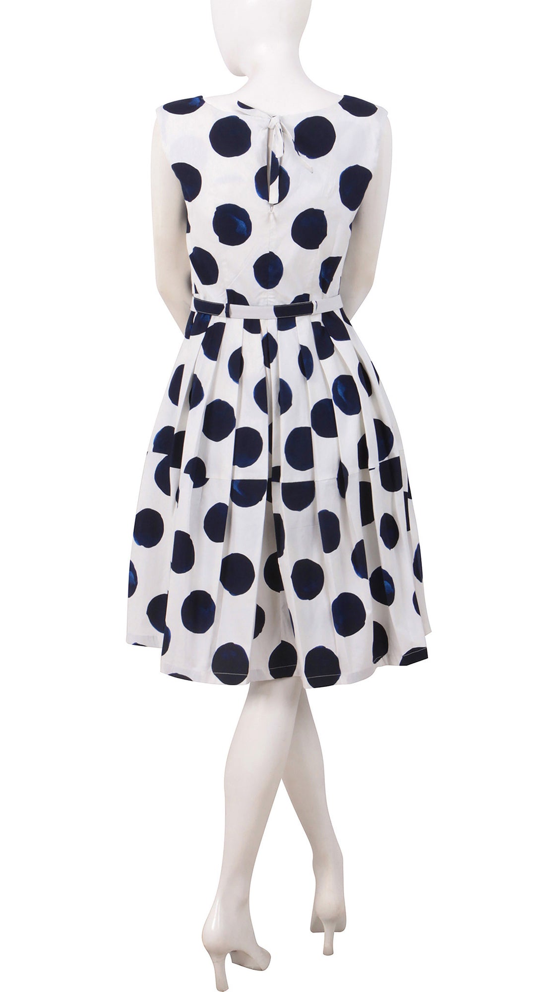 Sleeveless | Tuscani Dots | White Indigo | Back | Dress By Samantha Sung
