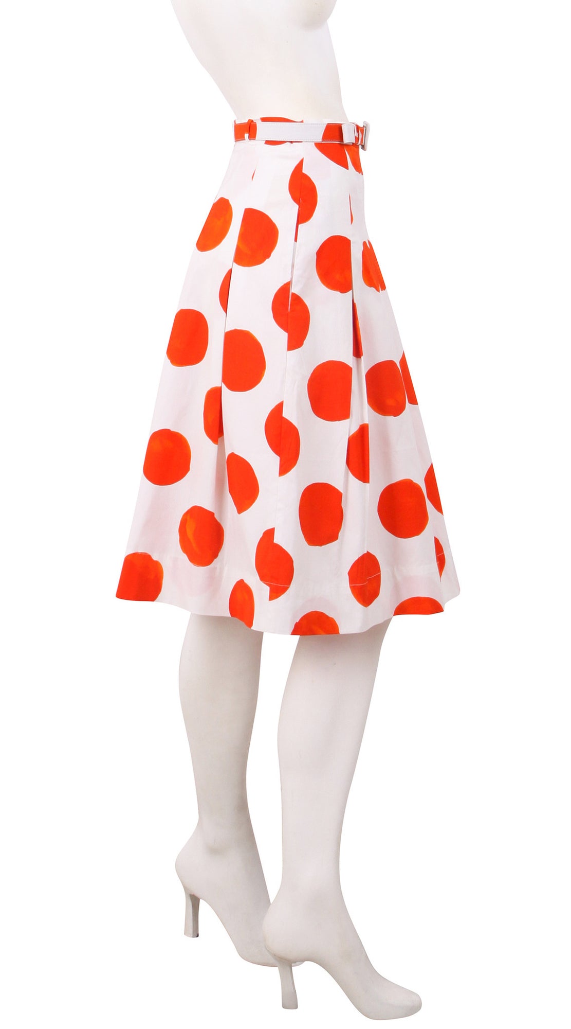 Midi | Tuscani Dots | White Orange | Right | Skirt By Samantha Sung