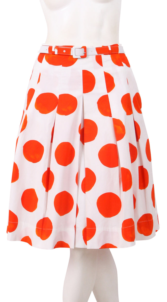 Midi | Tuscani Dots | White Orange | Front | Skirt By Samantha Sung