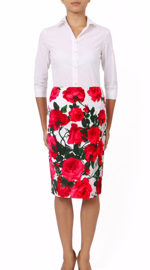 Chloe Skirt Cotton Stretch (Valentine Rose Bright)