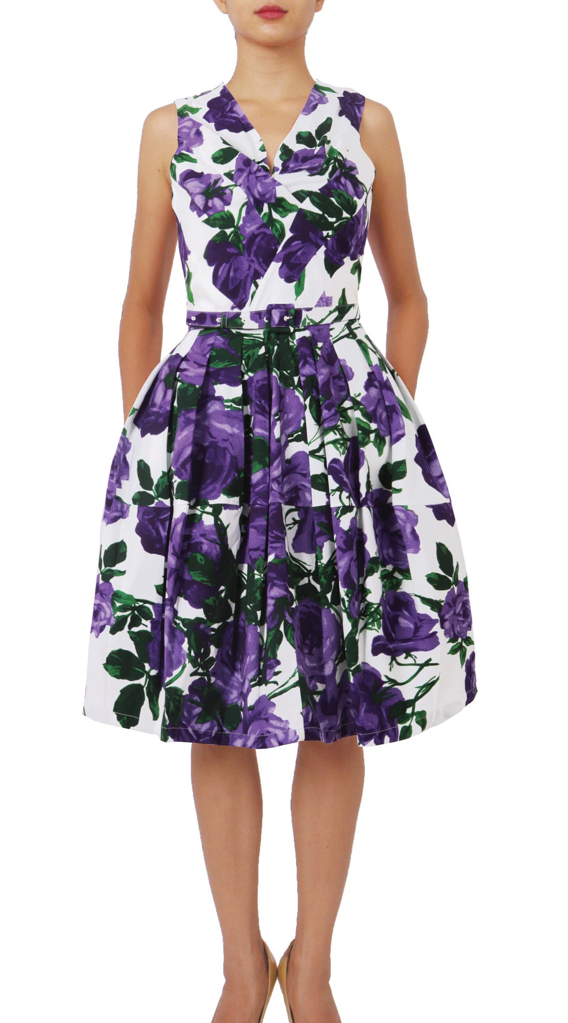 Sleeveless | Valentine Rose Bright | White Lilac | Front | Dress By Samantha Sung
