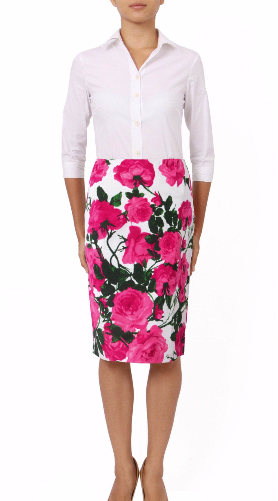 Regular | Valentine Rose Bright | White Rose | Front | Skirt By Samantha Sung
