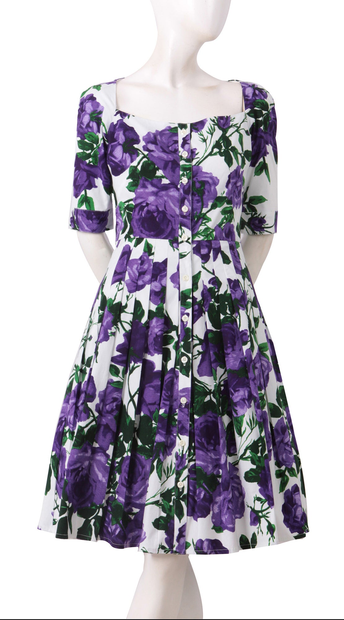 1/2 Sleeve | Valentine Rose Bright | White Lilac | Front | Dress By Samantha Sung