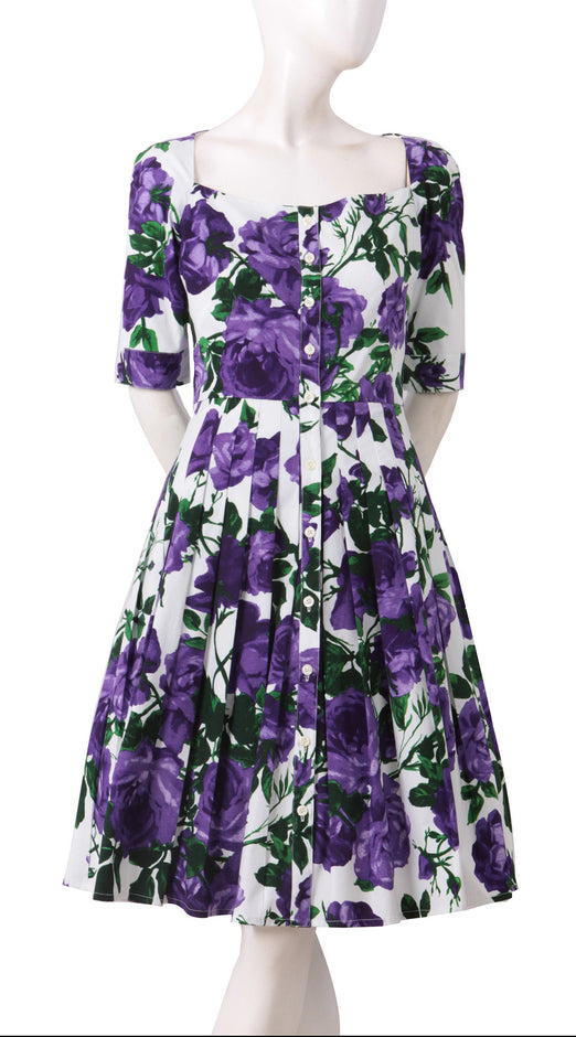 1/2 Sleeve | Valentine Rose Bright | White Lilac | Front | Dress By Samantha Sung