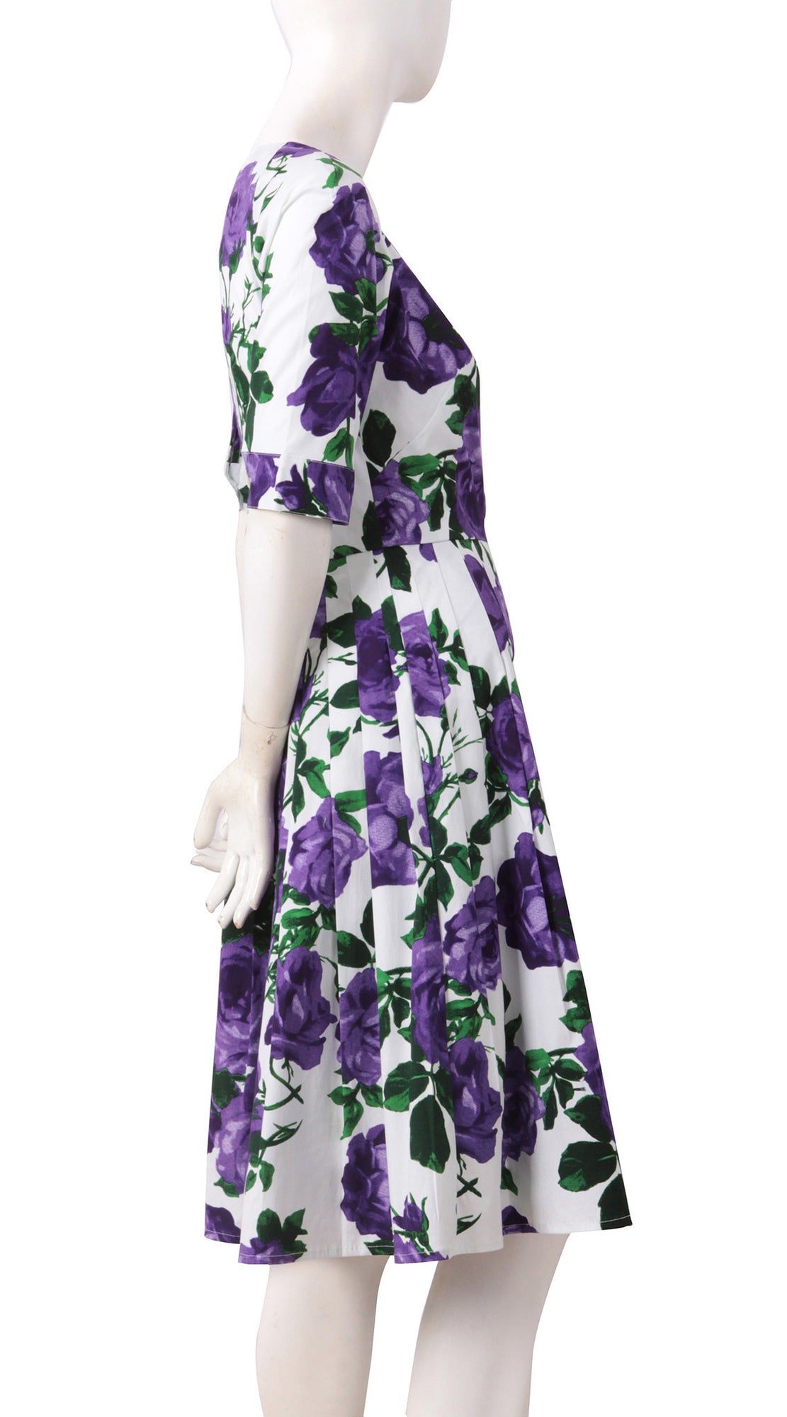 1/2 Sleeve | Valentine Rose Bright | White Lilac | Right | Dress By Samantha Sung