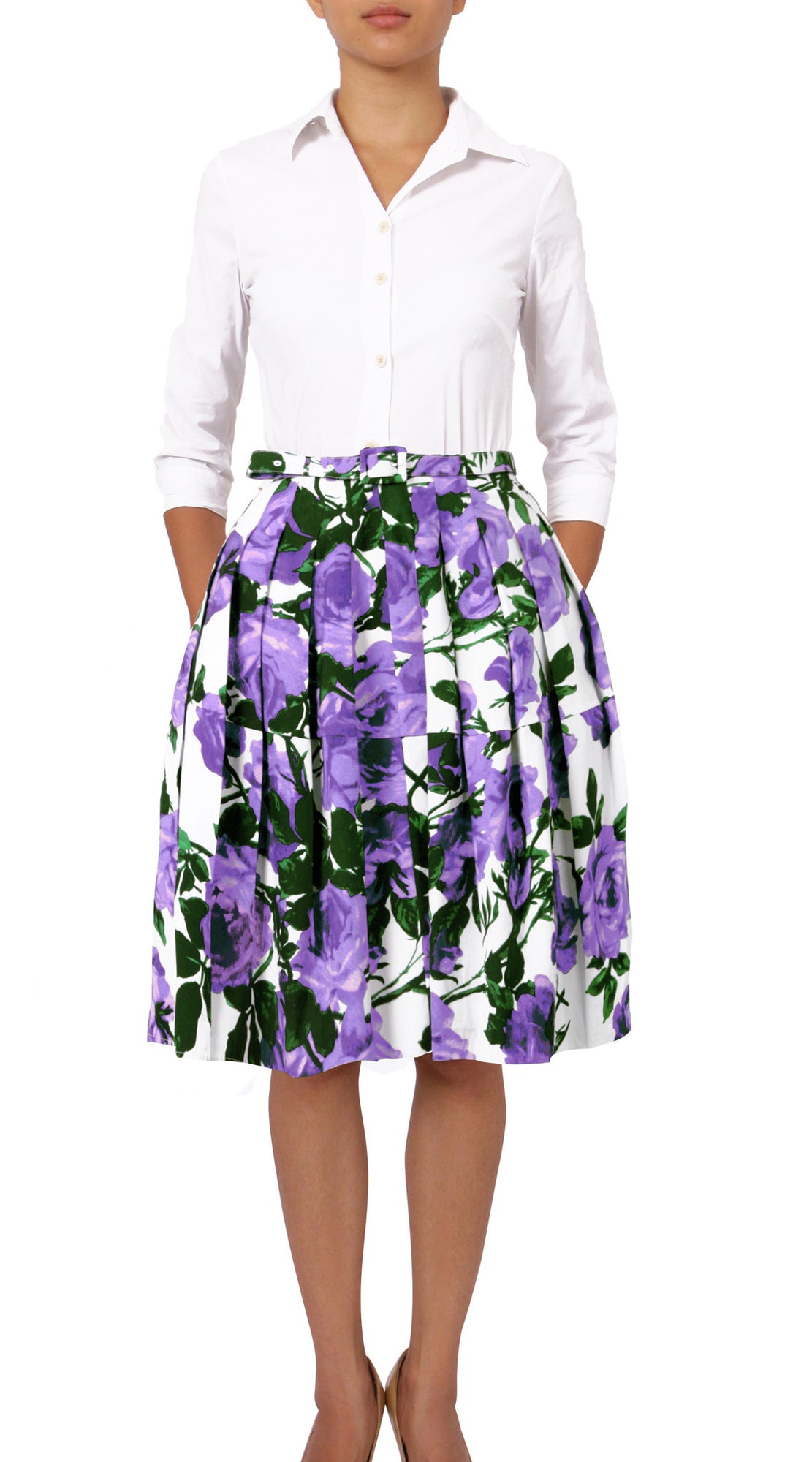 Regular | Valentin Rose Pastel  | White Soft Lilac | Front | Skirt By Samantha Sung