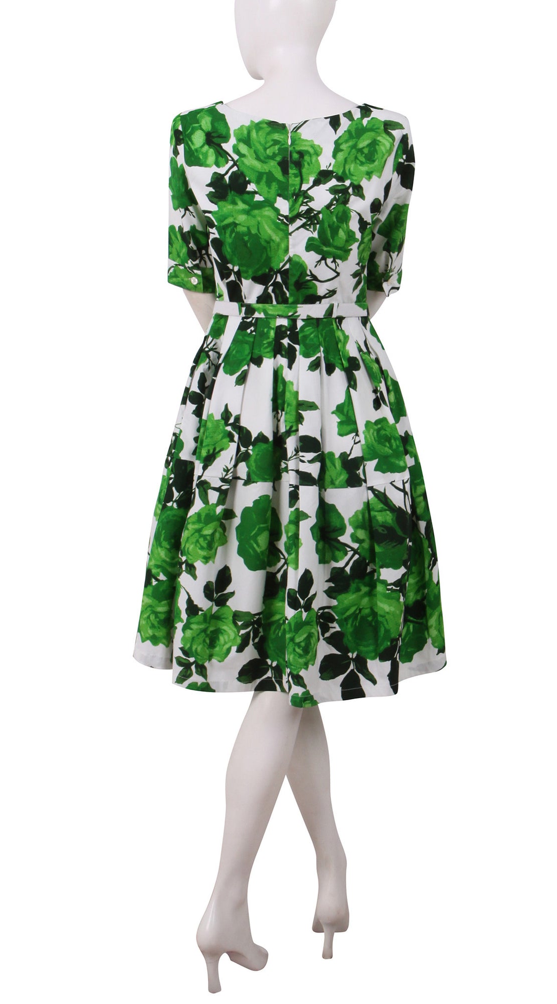 1/2 Sleeve | Valentine Rose Pastel | White Soft Green | Back | Dress By Samantha Sung