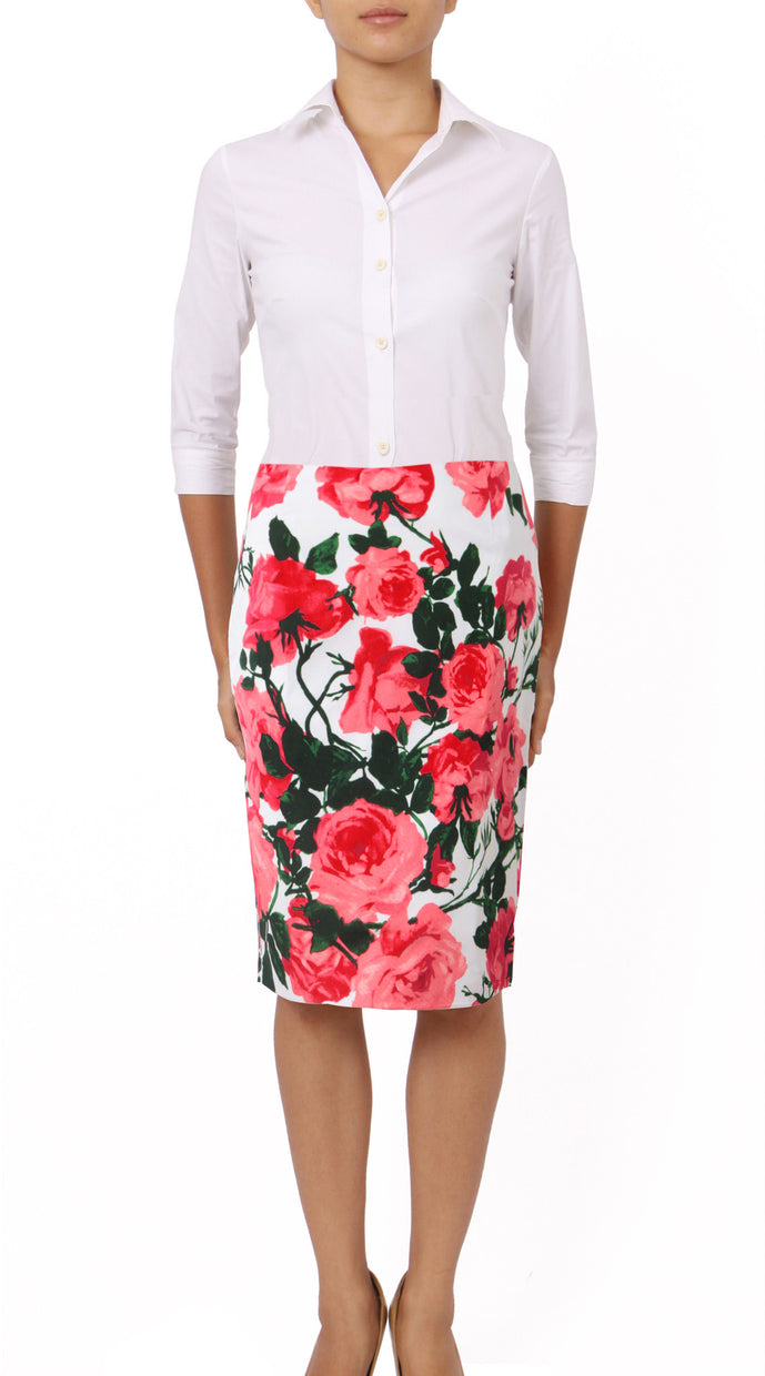 Regular | Valentine Rose Pastel | White Soft Rose | Front | Skirt By Samantha Sung
