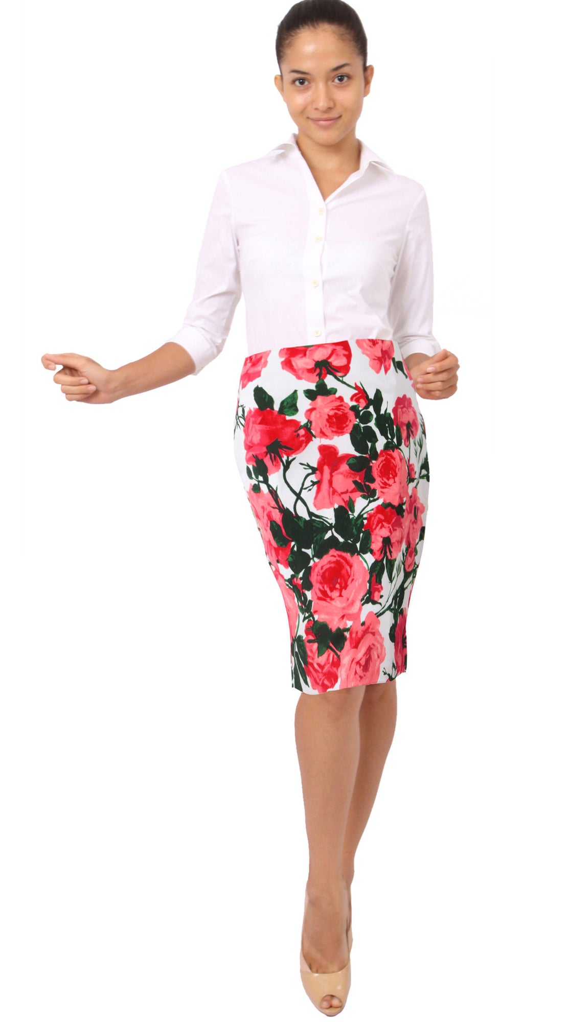 Regular | Valentine Rose Pastel | White Soft Rose | Front-1 | Skirt By Samantha Sung