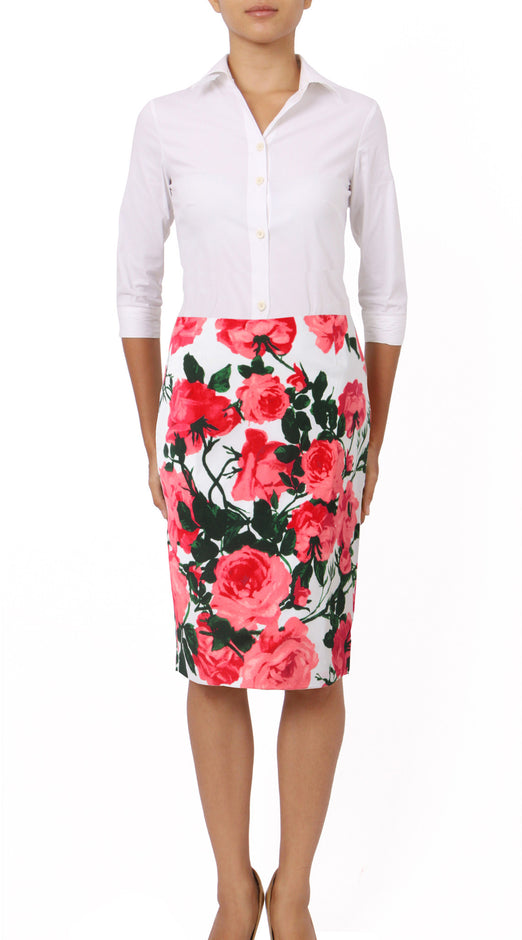 Regular | Valentine Rose Pastel | White Soft Rose | Front-1 | Skirt By Samantha Sung