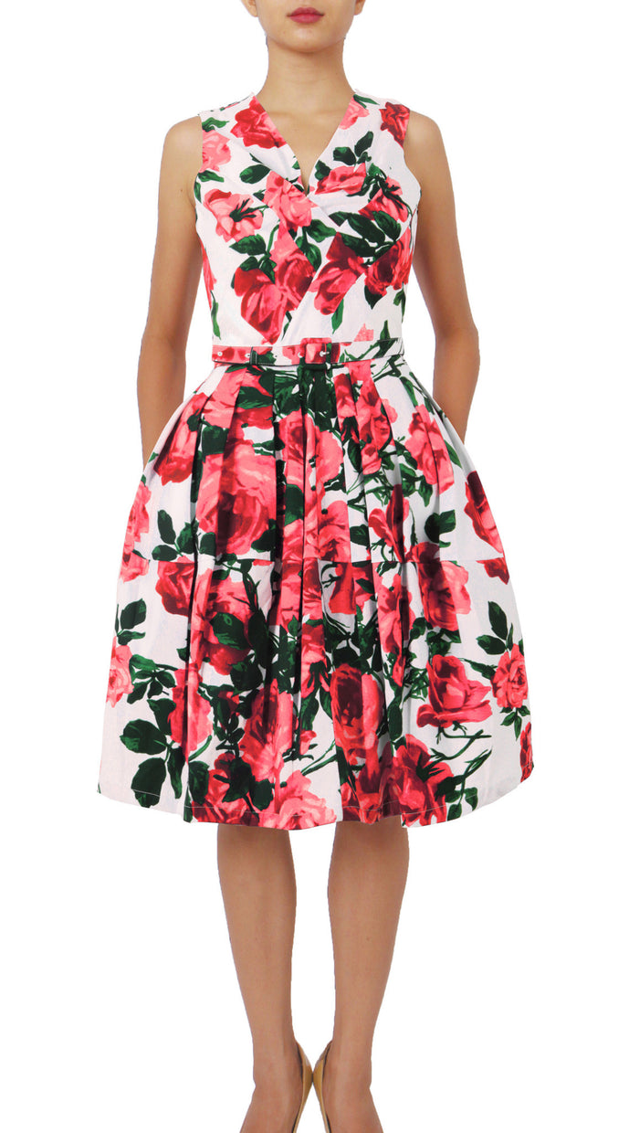Sleeveless | Valentine Rose Pastel | White Soft Rose | Front | Dress By Samantha Sung