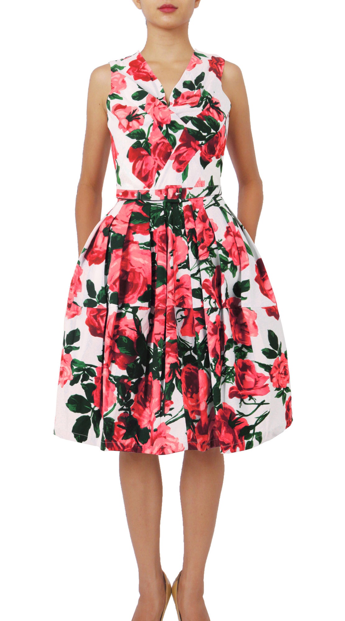 Sleeveless | Valentine Rose Pastel | White Soft Rose | Front | Dress By Samantha Sung