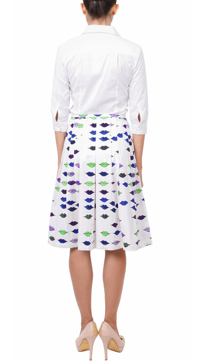 Regular | Warhole Lips | White Cobalt Blue | Back | Dress By Samantha Sung