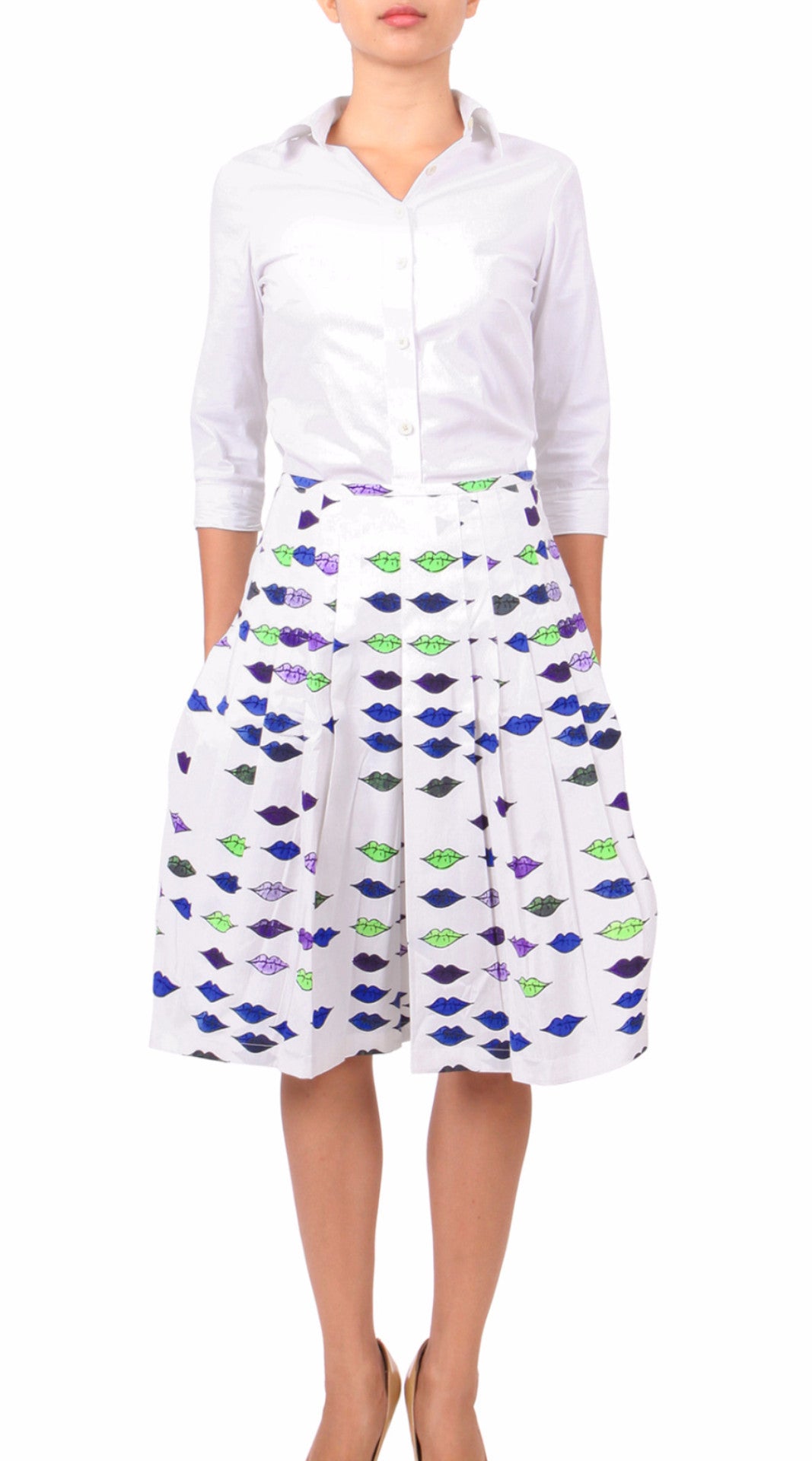 Regular | Warhole Lips | White Cobalt Blue | Front | Dress By Samantha Sung