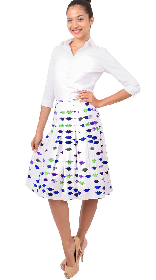Regular | Warhole Lips | White Cobalt Blue | Front-1 | Dress By Samantha Sung