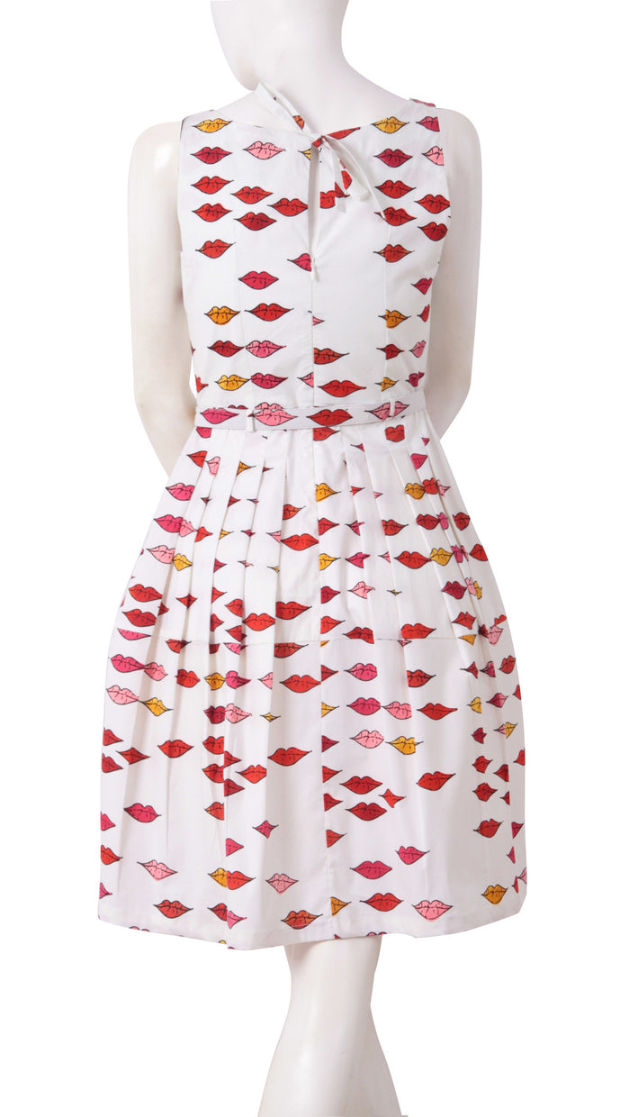 Sleeveless | Warhole Lips | White Indian Red | Back | Dress By Samantha Sung