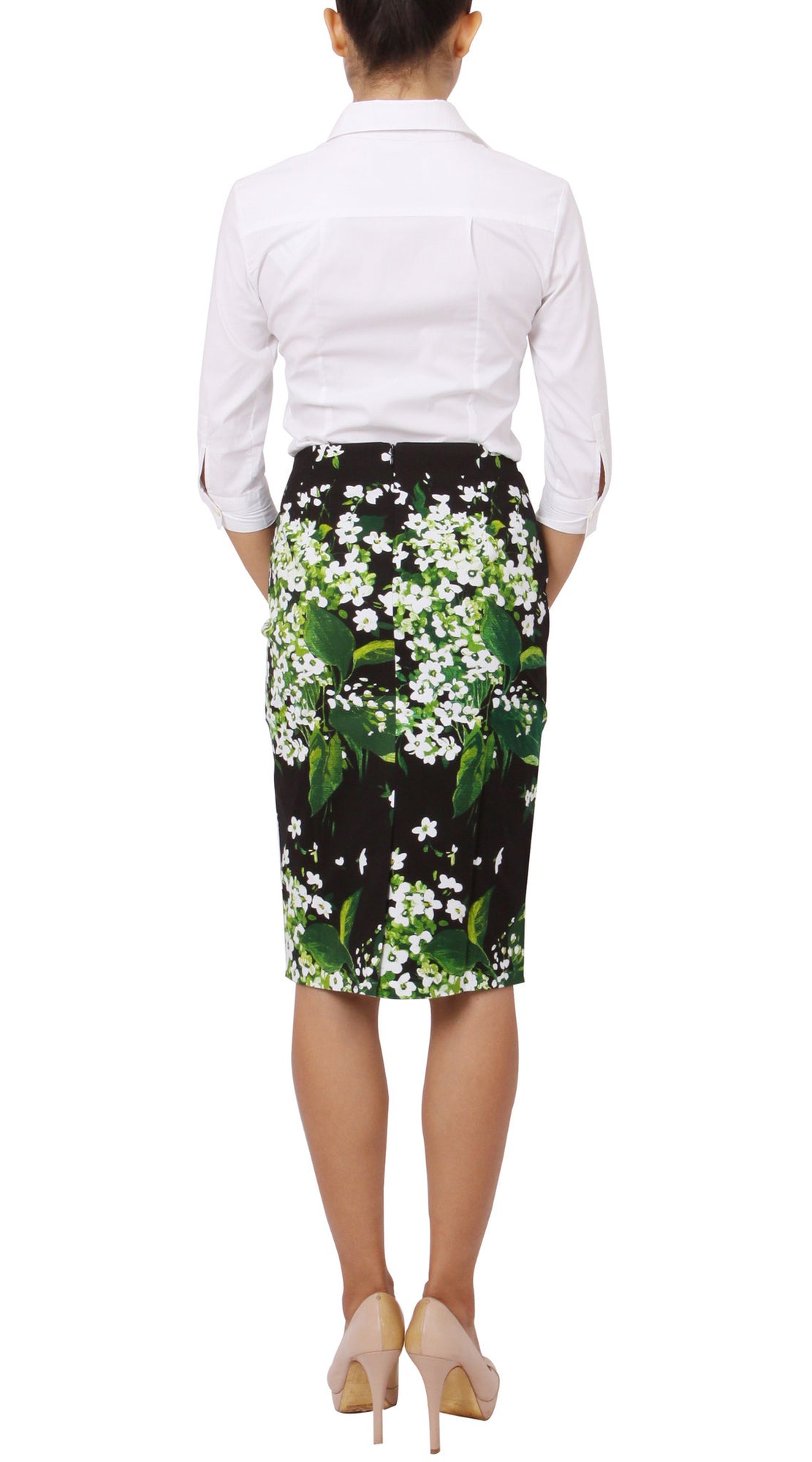 Regular | White Blossom | Black White | Back | Skirt By Samantha Sung