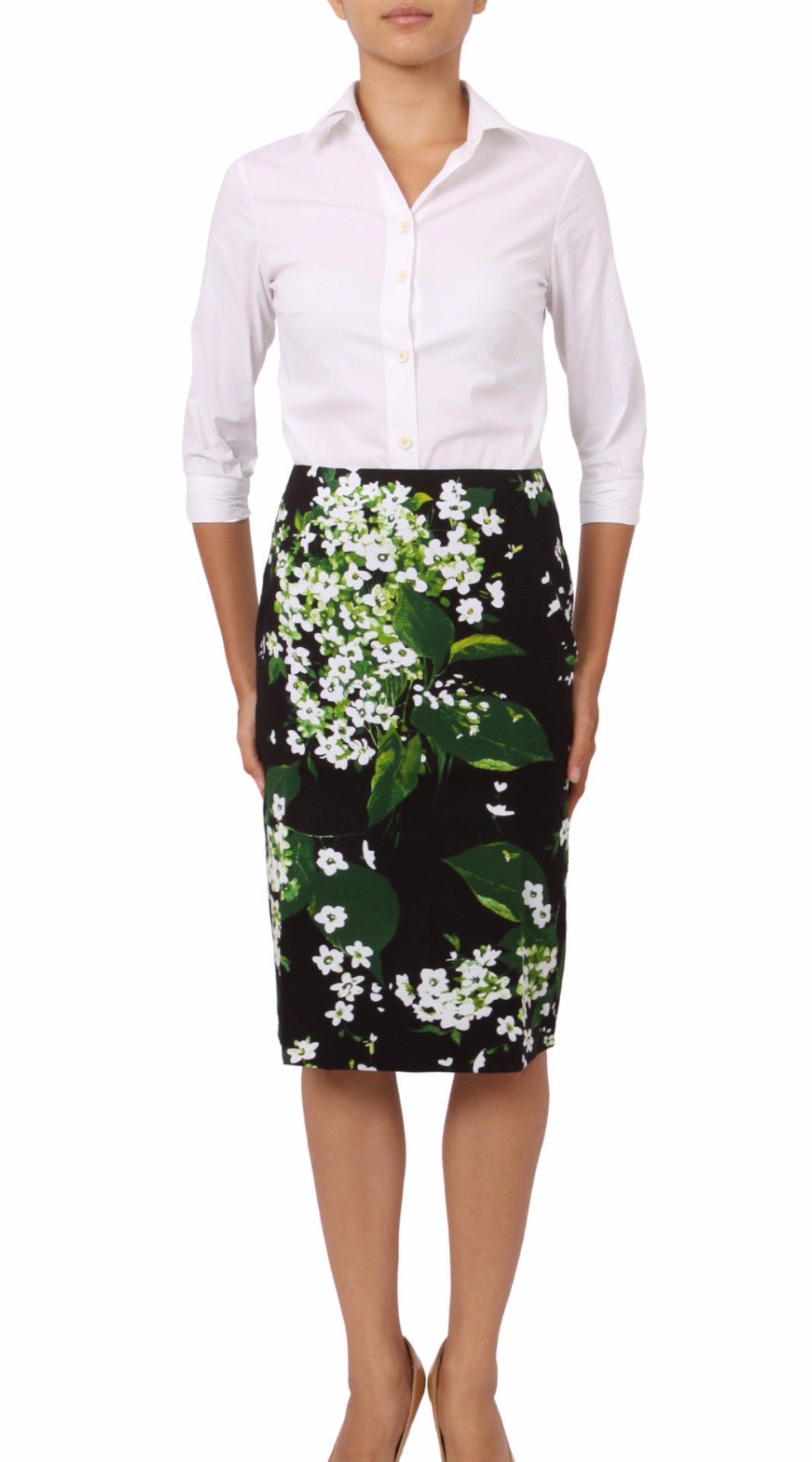 Regular | White Blossom | Black White | Front | Skirt By Samantha Sung