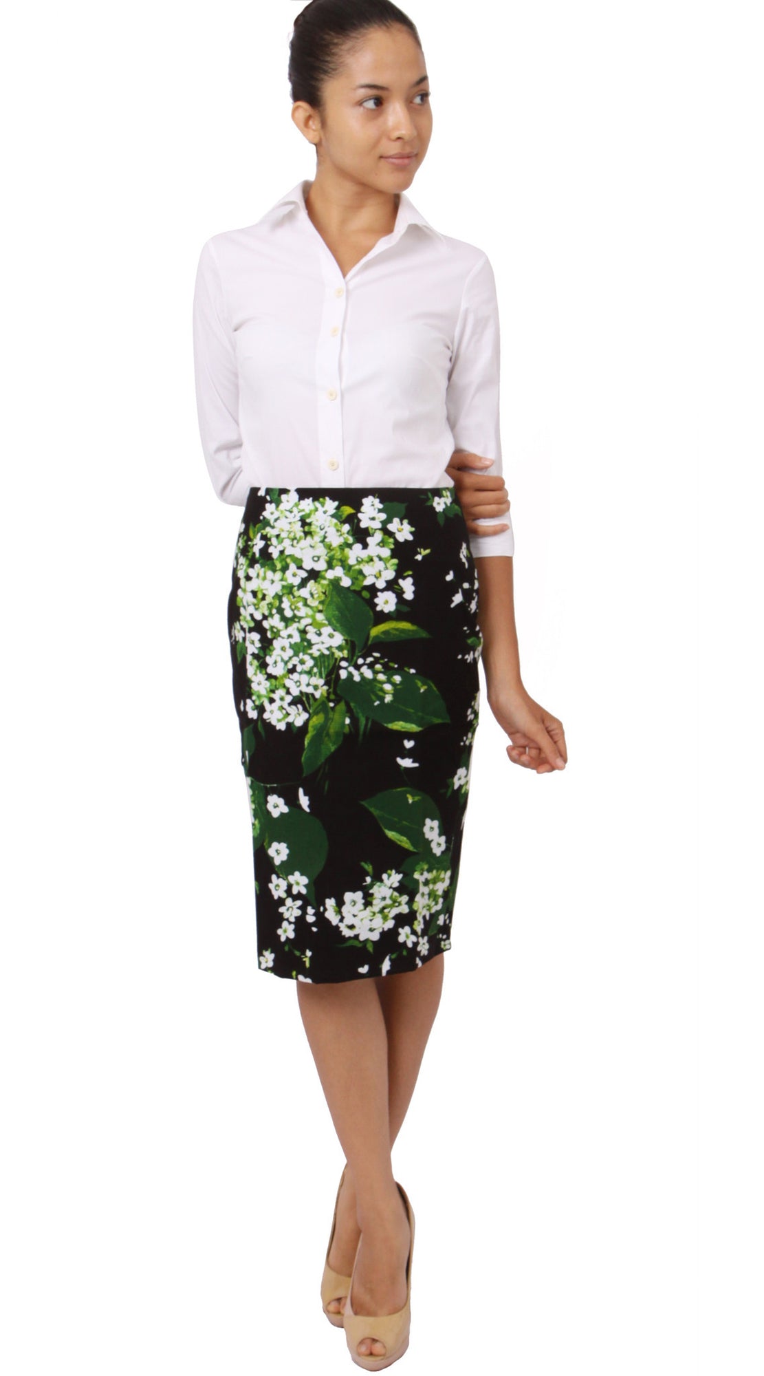Regular | White Blossom | Black White | Front-1 | Skirt By Samantha Sung