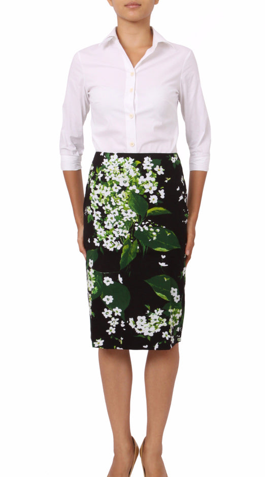 Regular | White Blossom | Black White | Front-1 | Skirt By Samantha Sung