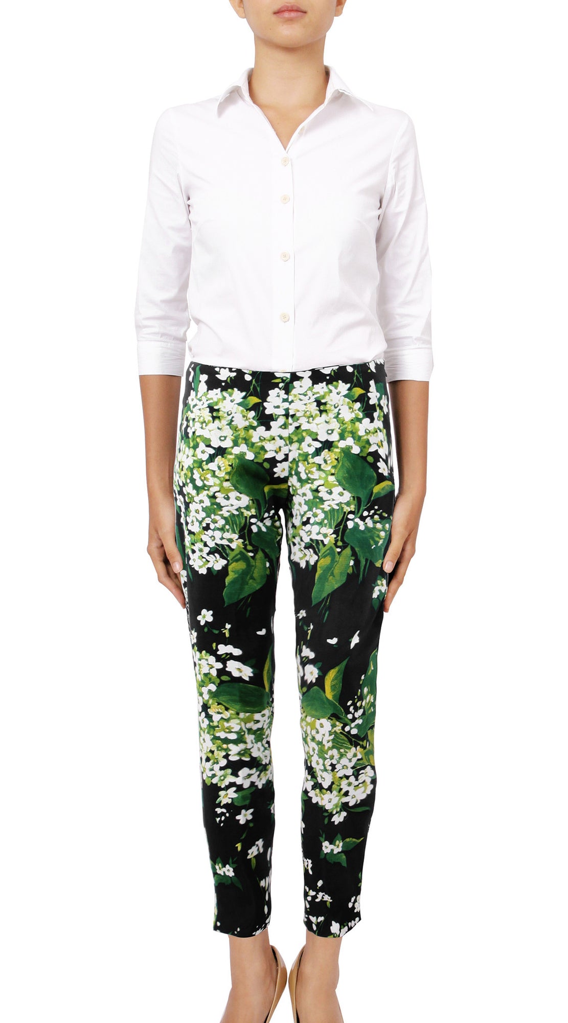 Long | White Blossom | Black White | Front | Pants By Samantha Sung
