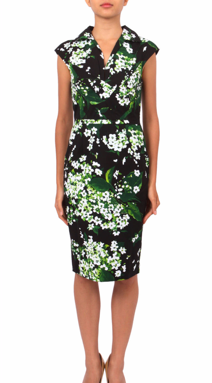 Cap Sleeve | White Blossom | Black White | Front | Dress By Samantha Sung