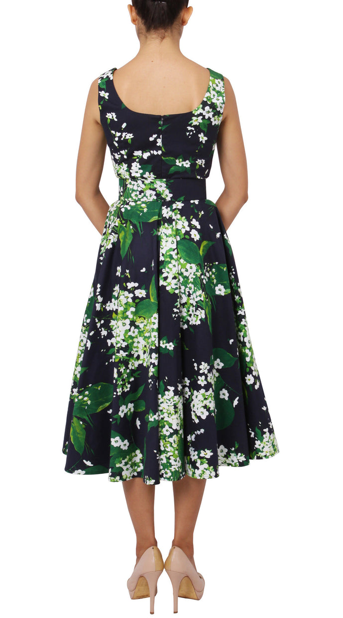 Sleeveless | White Blossom | Indigo White | Back | Dress By Samantha Sung