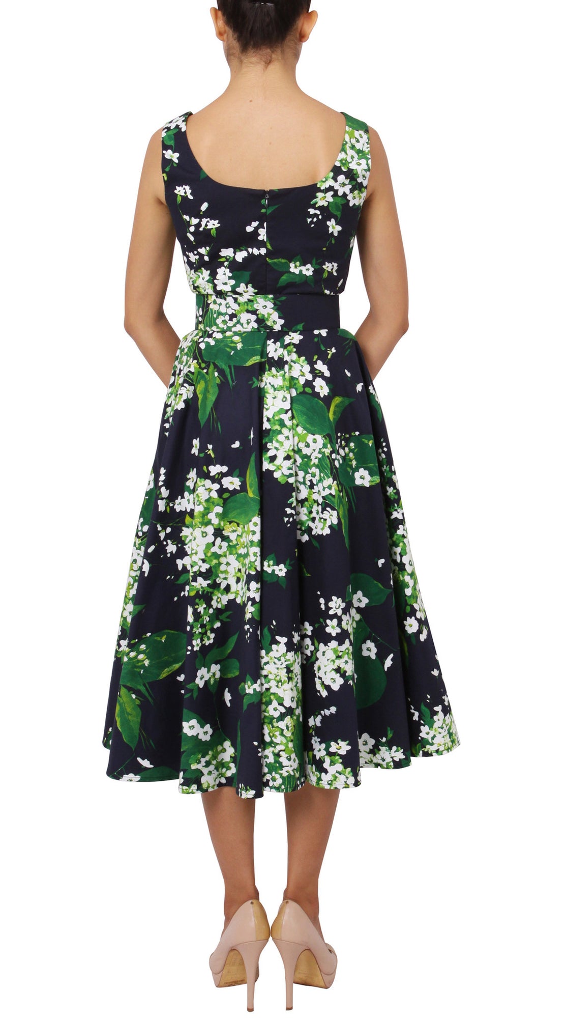 Sleeveless | White Blossom | Indigo White | Back | Dress By Samantha Sung