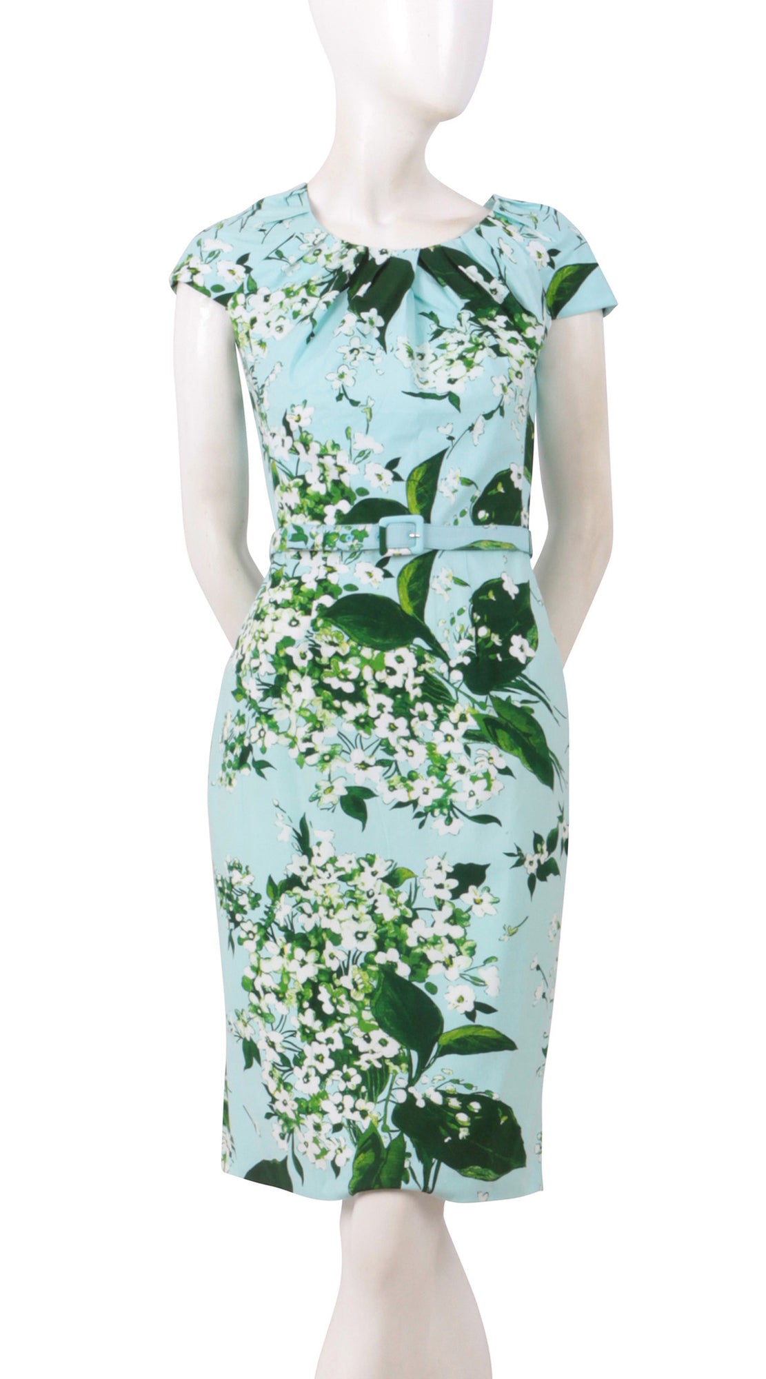 Cap Sleeve | White Blossom | Soft Blue White | Front | Dress By Samantha Sung