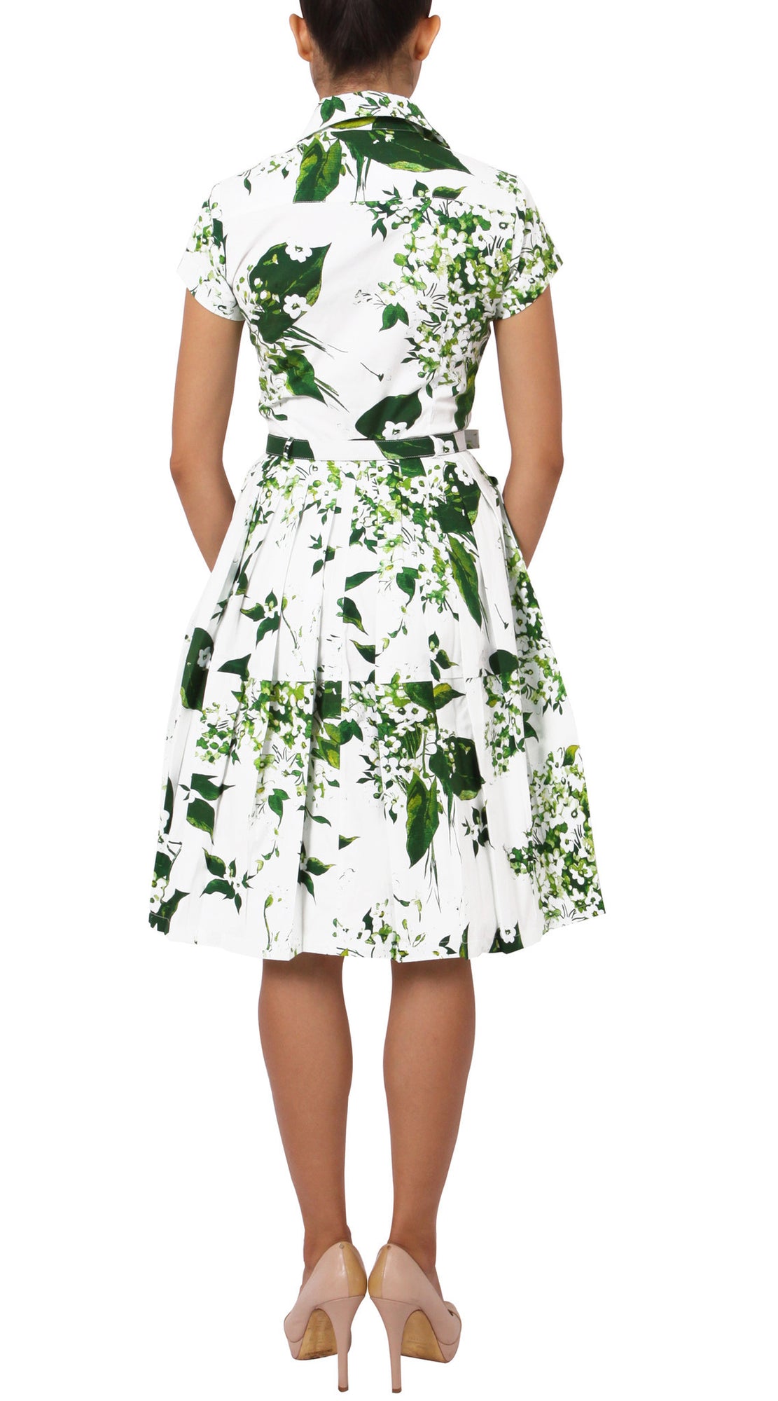 Cap Sleeve | White Blossom | White White | Back | Shirt Dress By Samantha Sung