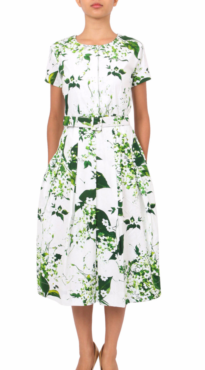 Short Sleeve | White Blossom | White White | Front | Dress By Samantha Sung