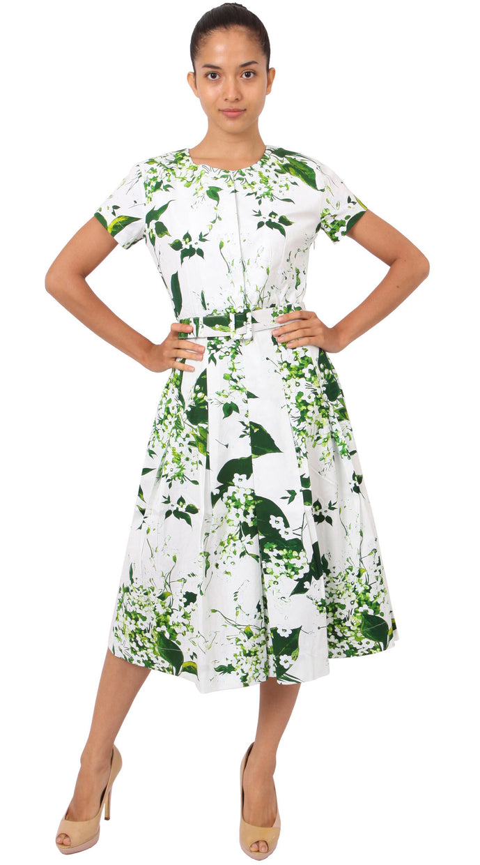 Short Sleeve | White Blossom | White White | Front-1 | Dress By Samantha Sung