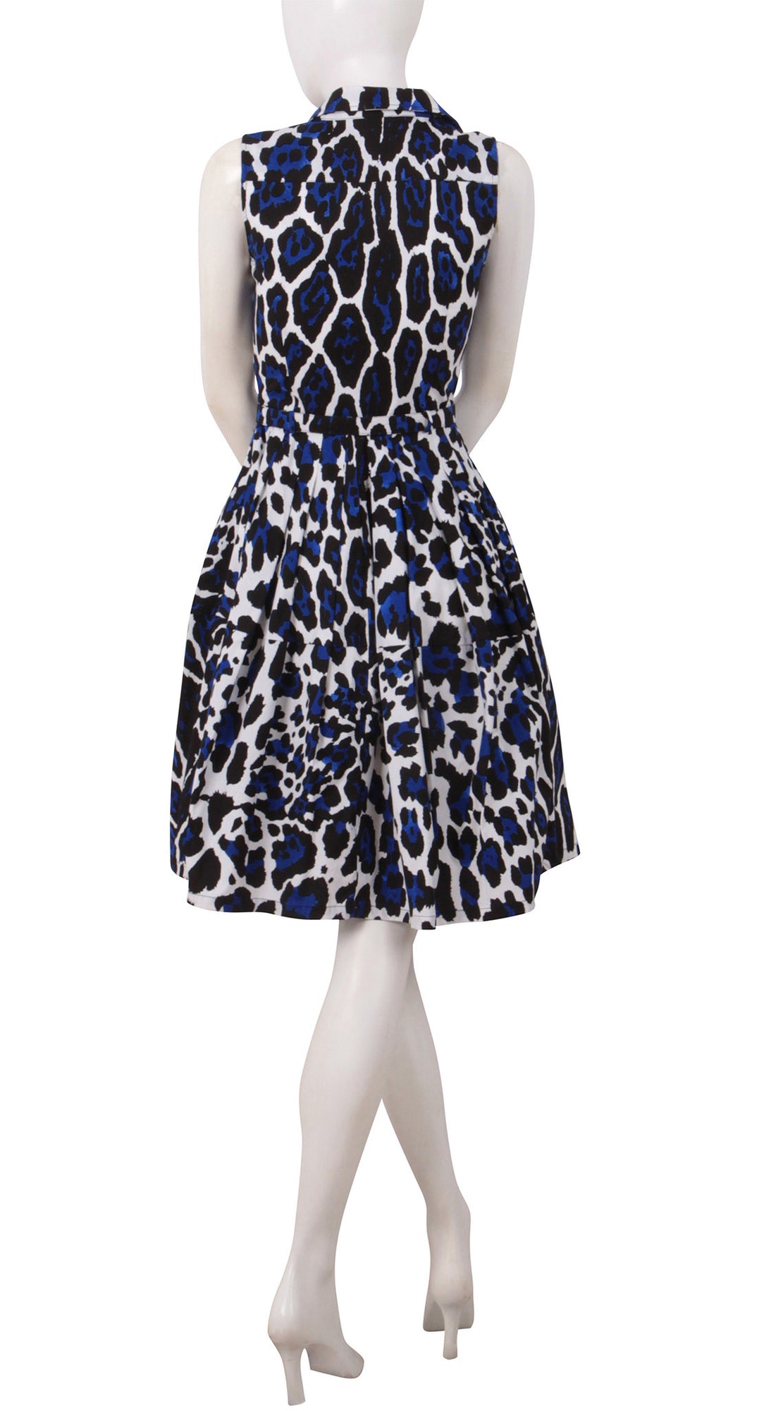 Sleeveless | White Jaguar | White Admiral Blue | Back | Shirt Dress By Samantha Sung