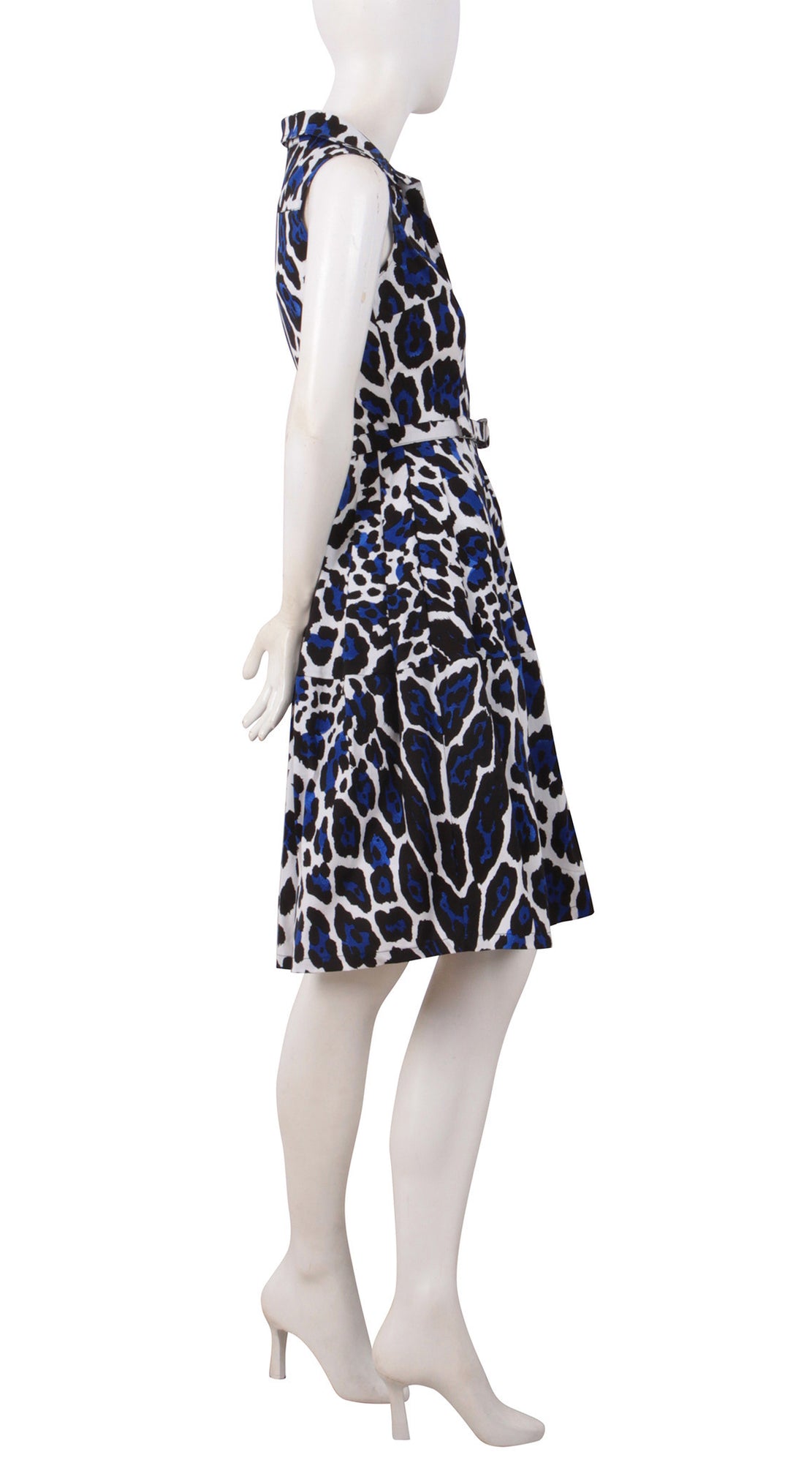 Sleeveless | White Jaguar | White Admiral Blue | Right | Shirt Dress By Samantha Sung