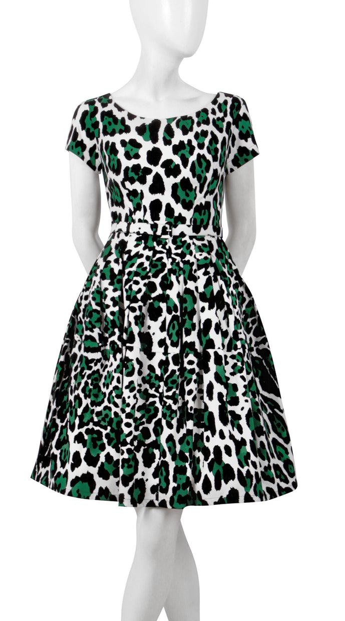 Short Sleeve | White Jaguar | White Pine Green | Front | Dress By Samantha Sung