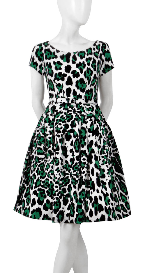 Short Sleeve | White Jaguar | White Pine Green | Front | Dress By Samantha Sung