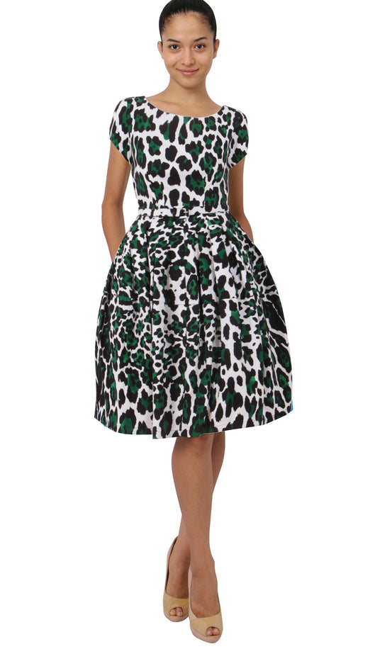 Short Sleeve | White Jaguar | White Pine Green | Front | Dress By Samantha Sung
