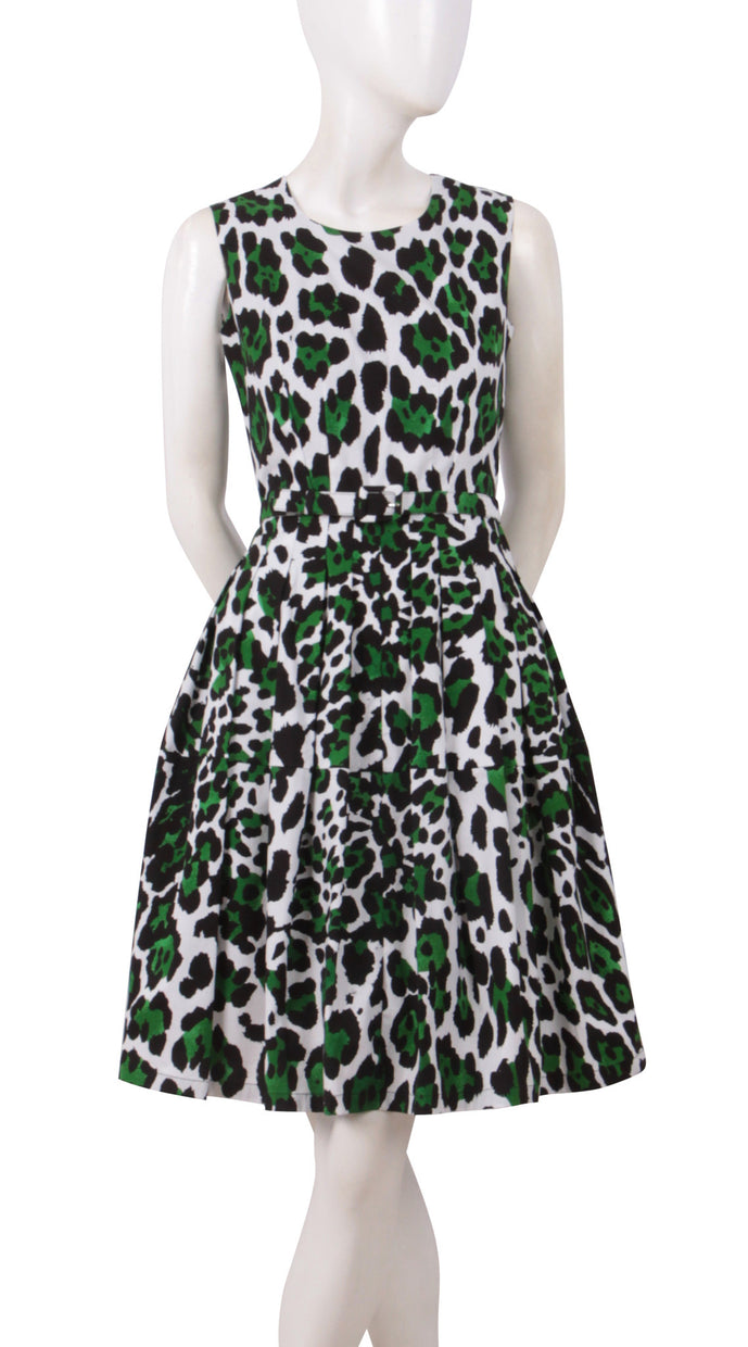 Sleeveless | White Jaguar | White Pine Green | Front | Dress By Samantha Sung