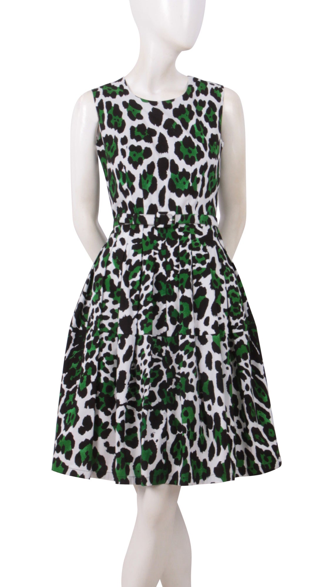 Sleeveless | White Jaguar | White Pine Green | Front | Dress By Samantha Sung