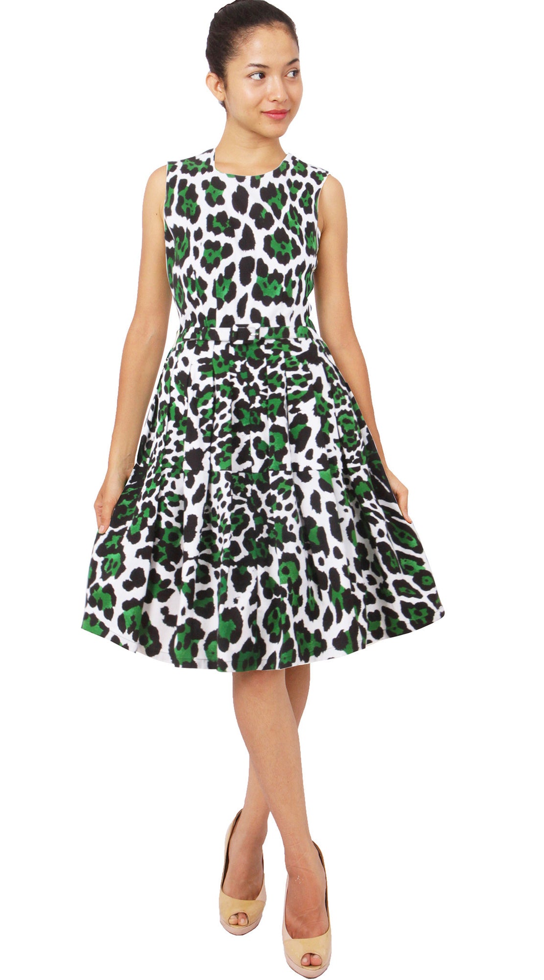Sleeveless | White Jaguar | White Pine Green | Style | Dress By Samantha Sung