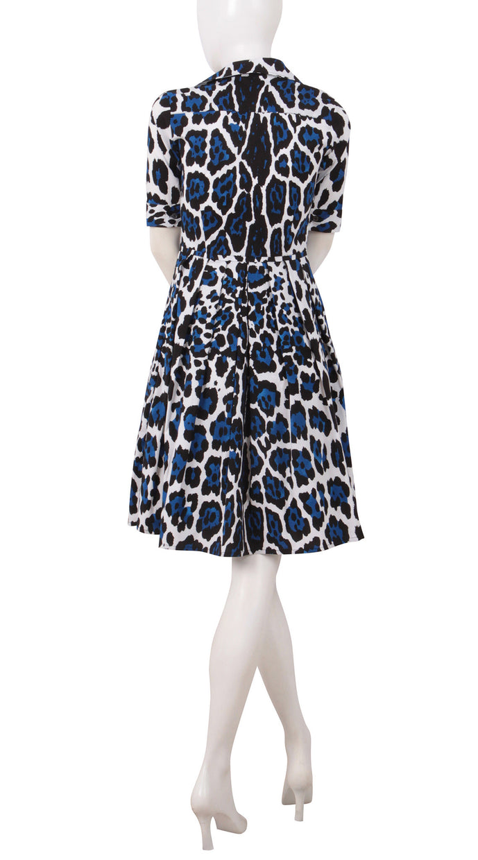 1/2 Sleeve | White Jaguar | White Lilac | Back | Shirt Dress By Samantha Sung