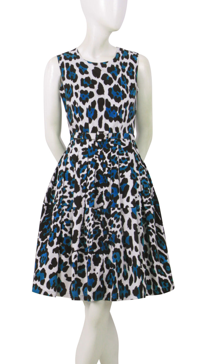 Sleeveless | White Jaguar | White Sea Blue | Front-1 | Dress By Samantha Sung