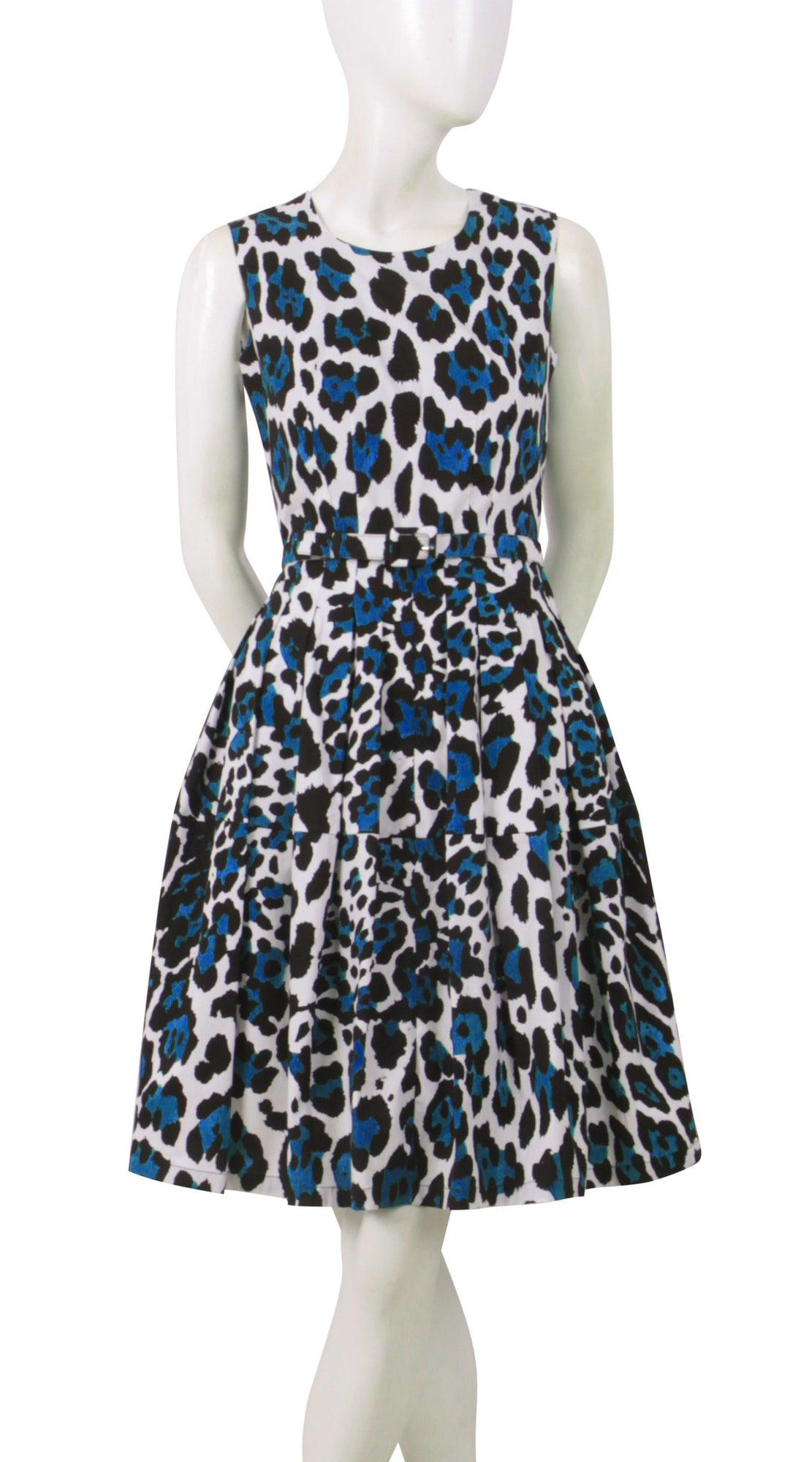 Sleeveless | White Jaguar | White Sea Blue | Front-1 | Dress By Samantha Sung