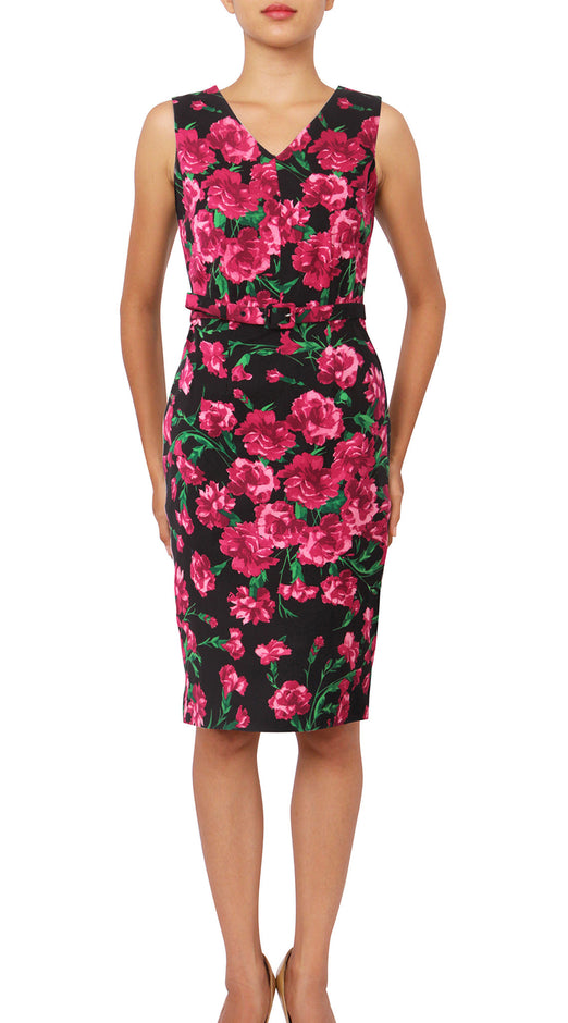 Sleeveless | Winter Carnation Black | White Fuchsia | Front | Dress By Samantha Sung