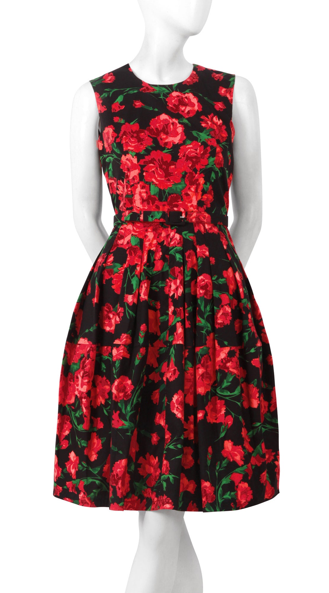 Sleeveless | Winter Carnation Black | Black Indian Red | Front | Dress By Samantha Sung