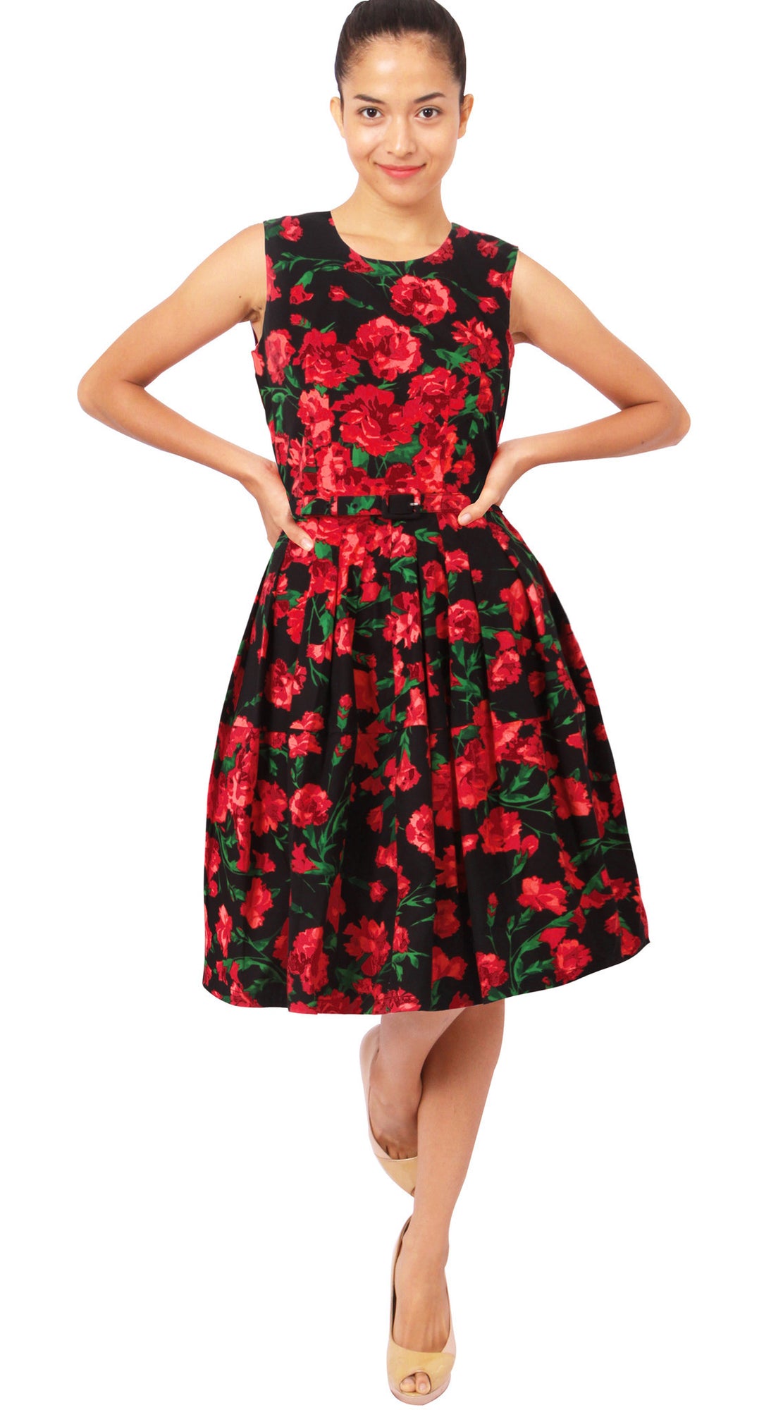 Sleeveless | Winter Carnation Black | Black Indian Red | Style | Dress By Samantha Sung