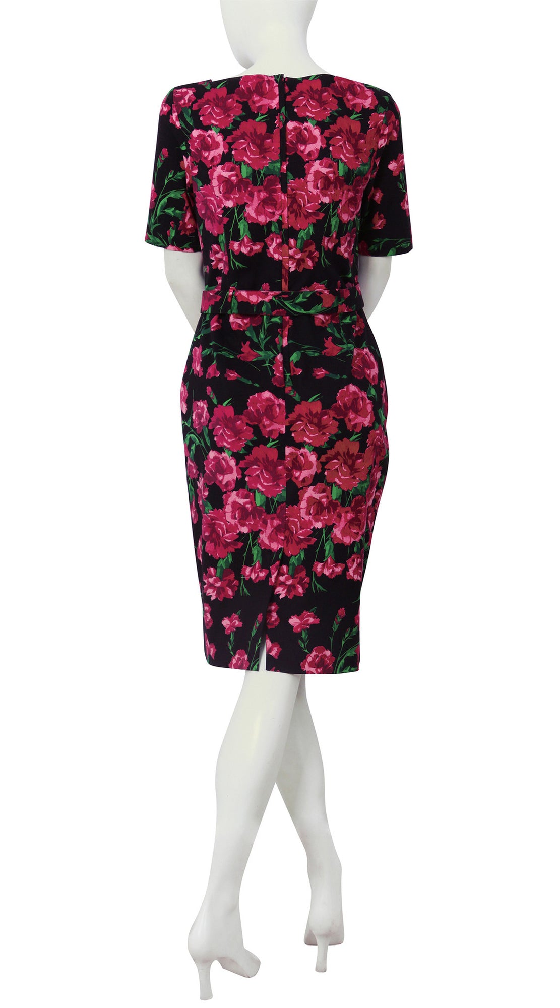 1/2 Sleve | Winter Carnation Black | Black Fuchsia | Back | Dress By Samantha Sung