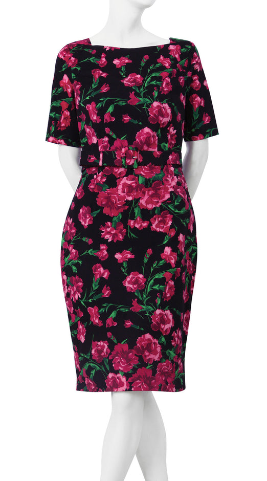 1/2 Sleve | Winter Carnation Black | Black Fuchsia | Front | Dress By Samantha Sung