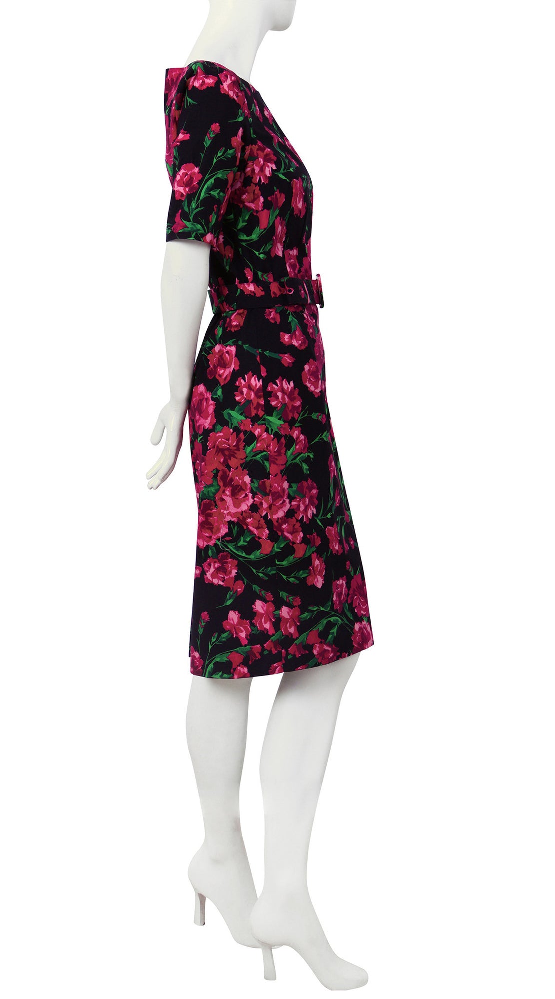 1/2 Sleve | Winter Carnation Black | Black Fuchsia | Right | Dress By Samantha Sung