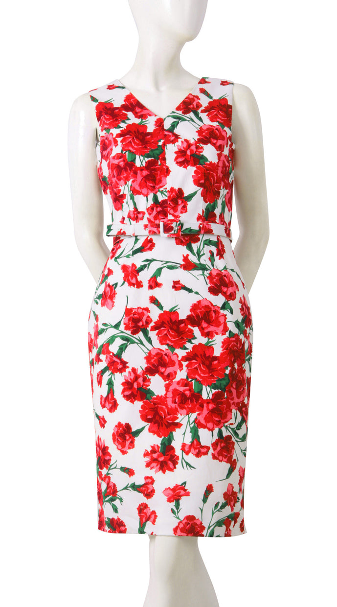 Sleeveless | Carnation | White Indian Red | Front | Dress By Samantha Sung